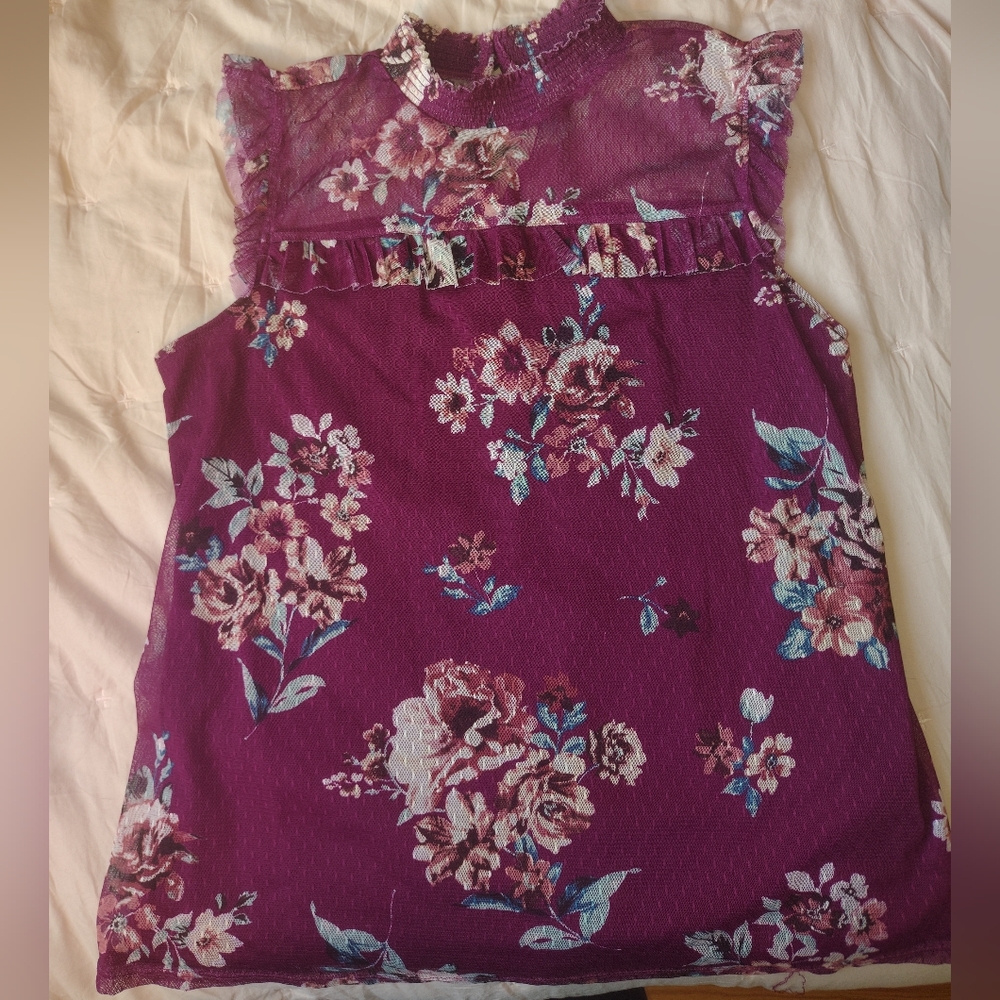 No Boundaries Purple Floral Blouse